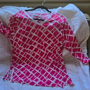 Susan Graver Pink and White Tunic